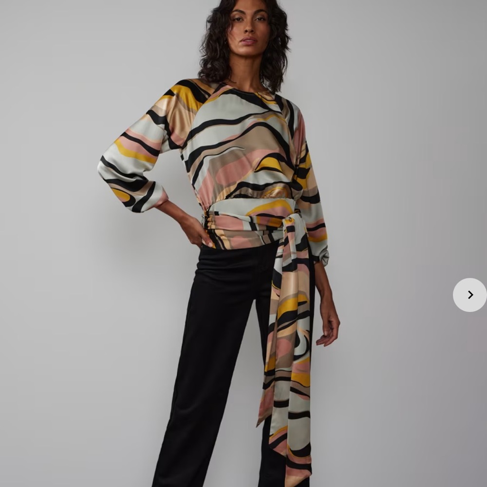 New abstract silky blouse